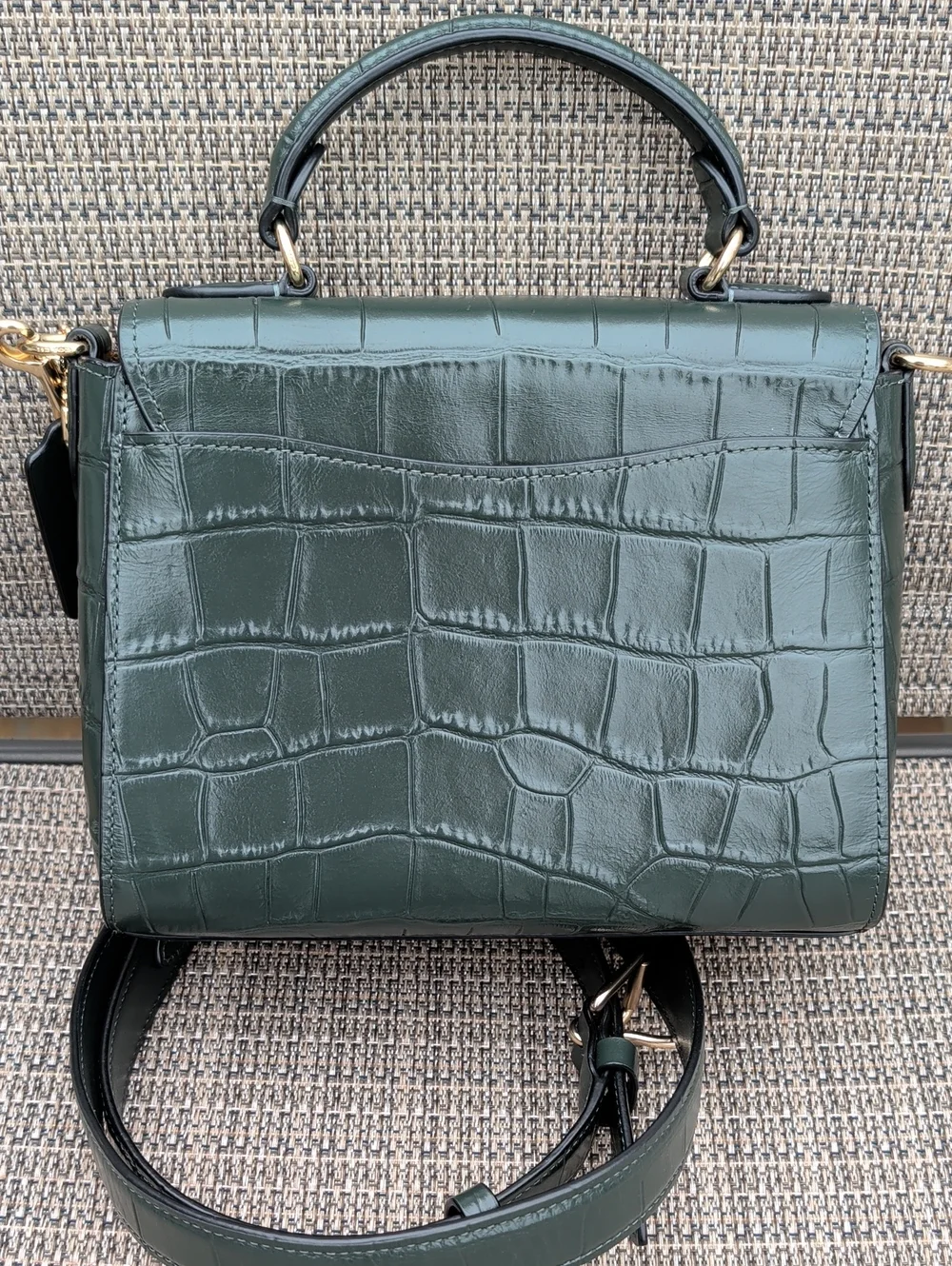 COACH Morgan Croc Embossed Top-Handle Satchel With Crossbody Strap (CN747) EUC